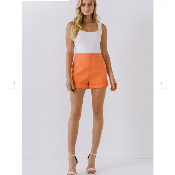 Endless Rose Pants - Endless Rose high waisted tailored shorts in coral orange